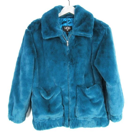 UGG WOMEN’S KIANNA FAUX FUR JACKET IN RIO BLUE